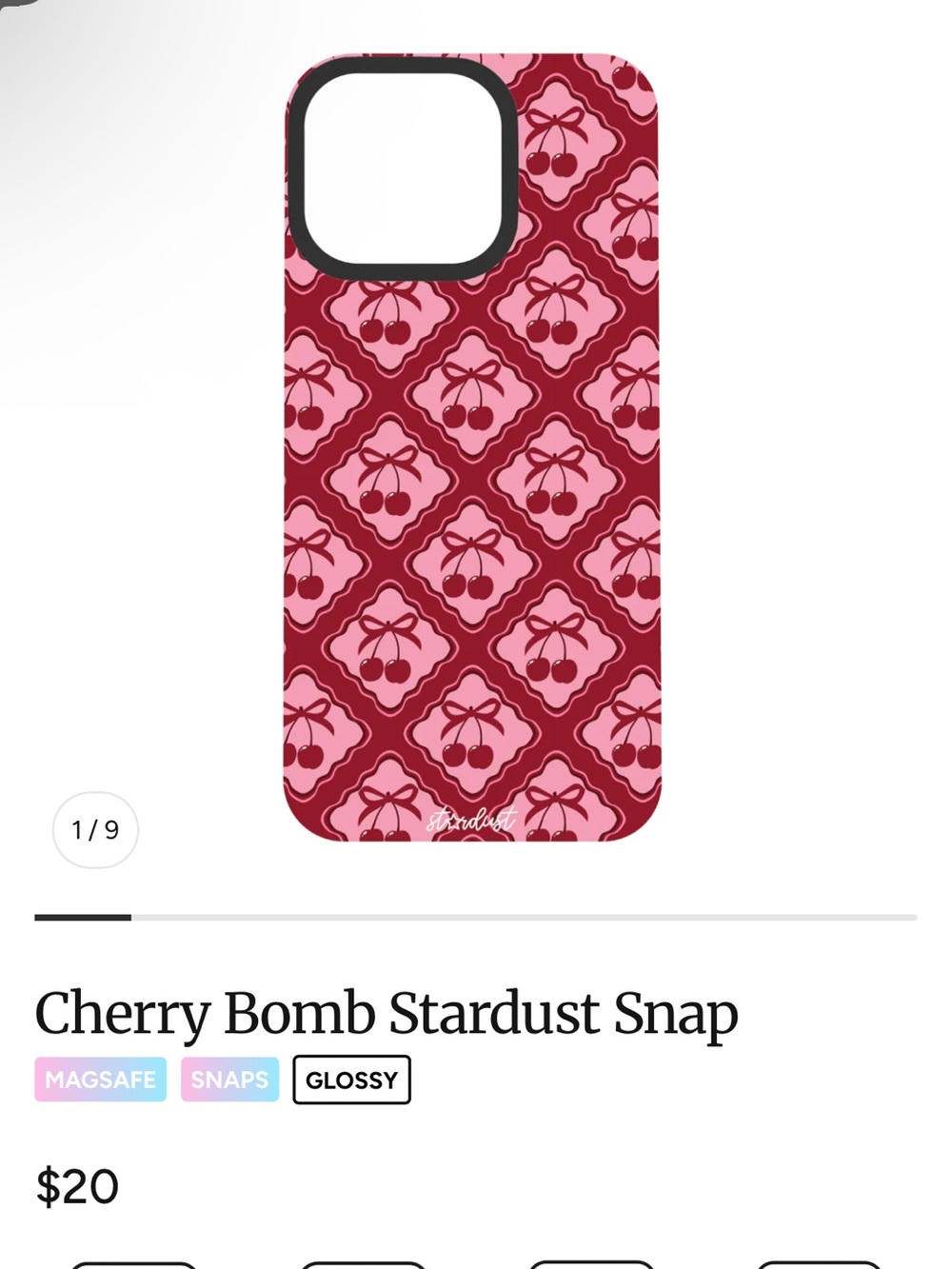 Cherry Bomb iPhone 16 Pro Max Stardust Snap & MagSafe Ring